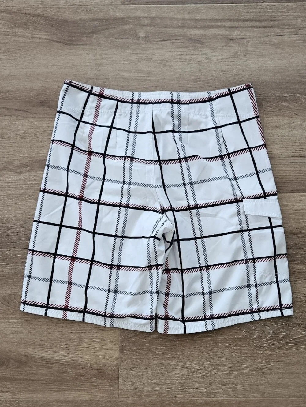Mossimo Supply Co. White Black and Red Plaid Board Shorts Size 36
